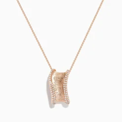 Effy Jewelry Pave Rose 14k Textured Rose Gold Diamond Pendant | Necklaces & Pendants