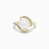 Effy Jewelry Pearl 14K Yellow Gold Pearl and Diamond Ribbon Ring | Rings