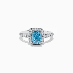 Effy Jewelry Reverie 14K White Gold Lab Grown Blue and White Diamond Ring | Rings
