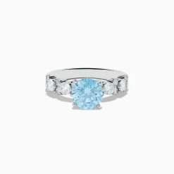 Effy Jewelry Reverie 14K White Gold Lab Grown Blue and White Diamond Ring | Rings