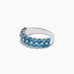 Effy Jewelry Reverie 14K White Gold Lab Grown Blue Diamond Ring | Rings