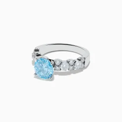 Effy Jewelry Reverie 14K White Gold Lab Grown Blue and White Diamond Ring | Rings