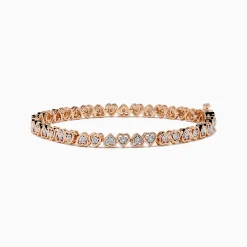 Effy Jewelry Rose Plated Sterling Silver Diamond Hearts Tennis Bracelet | Bracelets
