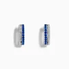 Effy Jewelry Royal Bleu 14K White Gold Blue Sapphire and Diamond Huggie Earrings | Earrings