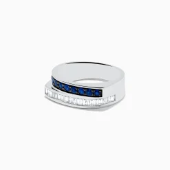 Effy Jewelry Royal Bleu 14K White Gold Sapphire and Diamond Band Ring | Rings