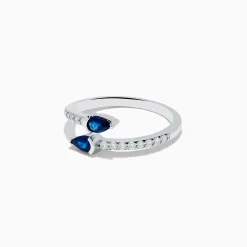 Effy Jewelry Royal Bleu 14K White Gold Sapphire and Diamond Bypass Ring | Rings