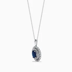 Effy Jewelry Royal Bleu 14K White Gold Sapphire u0026 Diamond Halo Pendant | Necklaces & Pendants