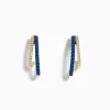Effy Jewelry Royal Bleu 14K Yellow Gold Sapphire and Diamond Double Hoop Earrings | Earrings
