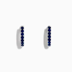 Effy Jewelry Royale Bleu 14 Karat White Gold Blue Sapphire Huggie Hoop Earrings | Earrings