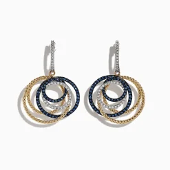 Effy Jewelry Royale Bleu 14K 2-Tone Gold Sapphire u0026 Diamond Earrings, 1.11 TCW | Earrings