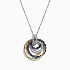 Effy Jewelry Royale Bleu 14K 2-Tone Sapphire and Diamond Circles Pendant, 1.09 TCW | Necklaces & Pendants
