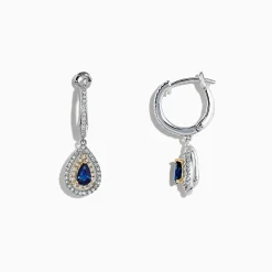 BH Multi Royale Bleu 14K Two Tone Gold Sapphire and Diamond Earrings, 0.93 TCW | Earrings