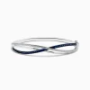 Effy Jewelry Royale Bleu 14K White Gold Blue Sapphire and Diamond Crossover Bangle | Bracelets