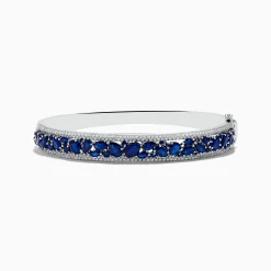 Effy Jewelry Royale Bleu 14K White Gold Blue Sapphire and Diamond Bangle | Bracelets