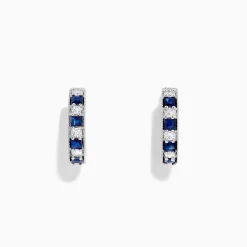 BH Multi Royale Bleu 14K White Gold Sapphire and Diamond Hoop Earrings | Earrings