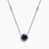 BH Multi Royale Bleu 14K White Gold Sapphire and Diamond Necklace, 1.11 TCW | Necklaces & Pendants