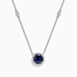 BH Multi Royale Bleu 14K White Gold Sapphire and Diamond Necklace, 1.11 TCW | Necklaces & Pendants