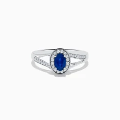 Effy Jewelry Royale Bleu 14K White Gold Sapphire and Diamond Ring, 0.70 TCW | Rings
