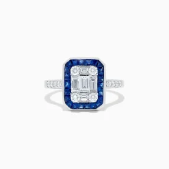 BH Multi Royale Bleu 14K White Gold Blue Sapphire and Diamond Deco Ring | Rings