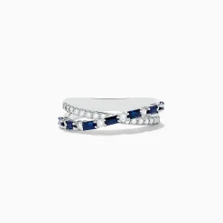 BH Multi Royale Bleu 14K White Gold Blue Sapphire and Diamond Crossover Ring | Rings