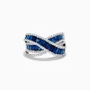 Effy Jewelry Royale Bleu 14K White Gold Blue Sapphire and Diamond Crossover Ring | Rings