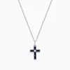 BH Multi Royale Bleu 14K White Gold Sapphire and Diamond Cross Pendant | Necklaces & Pendants