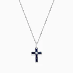 BH Multi Royale Bleu 14K White Gold Sapphire and Diamond Cross Pendant | Necklaces & Pendants