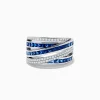 Effy Jewelry Royale Bleu 14K White Gold Sapphire and Diamond Crossover Ring | Rings