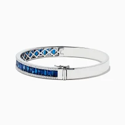 Effy Jewelry Royale Bleu 14K White Gold Blue Sapphire and Diamond Bangle | Bracelets