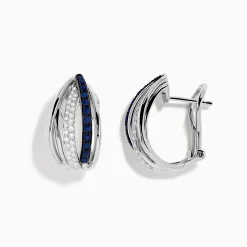 Effy Jewelry Royale Bleu 14K White Gold Blue Sapphire u0026 Diamond Earrings, 0.62 TCW | Earrings