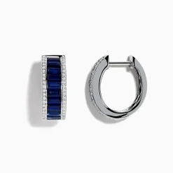 Effy Jewelry Royale Bleu 14K White Gold Blue Sapphire and Diamond Earrings | Earrings