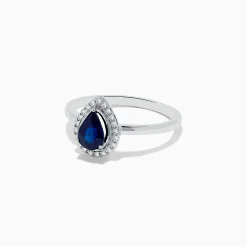 BH Multi Royale Bleu 14K White Gold Sapphire and Diamond Pear Shaped Ring | Rings