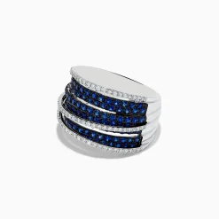 BH Multi Royale Bleu 14K White Gold Blue Sapphire and Diamond Crossover Ring | Rings