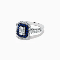 Effy Jewelry Royale Bleu 14K White Gold Blue Sapphire and Diamond Ring | Rings