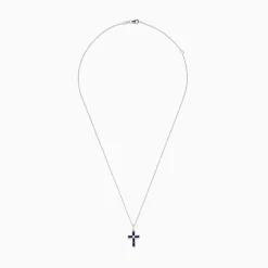 BH Multi Royale Bleu 14K White Gold Sapphire and Diamond Cross Pendant | Necklaces & Pendants