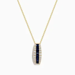 Effy Jewelry Royale Bleu 14K Yellow Gold Blue Sapphire and Diamond Pendant | Necklaces & Pendants