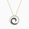 Effy Jewelry Royale Bleu 14K Yellow Gold Sapphire u0026 Diamond Wave Pendant, 0.49 TCW | Necklaces & Pendants