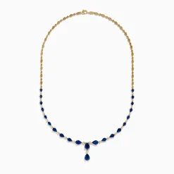 Effy Jewelry Royale Bleu 14K Yellow Gold Blue Sapphire and Diamond Necklace | Necklaces & Pendants