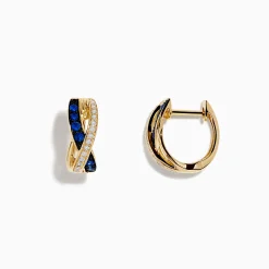 Effy Jewelry Royale Bleu 14K Yellow Gold Blue Sapphire and Diamond Earrings | Earrings