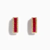 Effy Jewelry Ruby Royal 14K Yellow Gold Princess Cut Ruby 5/8" Hoop Earrings, 1.76 TCW | Earrings