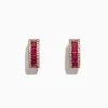 Effy Jewelry Ruby Royale 14K Rose Gold Baguette Cut Ruby Hoop Earrings, 1.90 TCW | Earrings