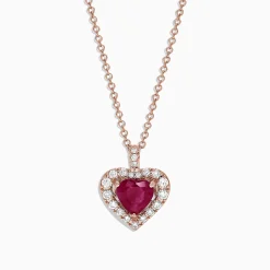 Effy Jewelry Ruby Royale 14K Rose Gold Heart Shaped Ruby Pendant, 1.28 TCW | Necklaces & Pendants