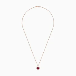 Effy Jewelry Ruby Royale 14K Rose Gold Heart Shaped Ruby Pendant, 1.28 TCW | Necklaces & Pendants