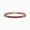 BH Multi Ruby Royale 14K Rose Gold Princess Cut Ruby and Diamond Tennis Bracelet, 7.66 TCW | Bracelets