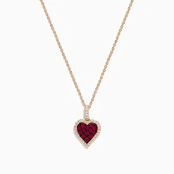 Effy Jewelry Ruby Royale 14K Rose Gold Ruby and Diamond Heart Pendant | Necklaces & Pendants
