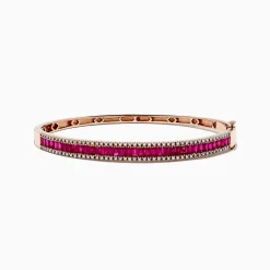 Effy Jewelry Ruby Royale 14K Rose Gold Ruby and Diamond Bangle, 3.93 TCW | Bracelets