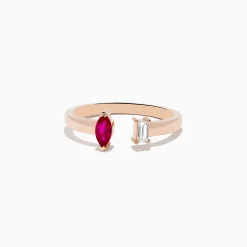 Effy Jewelry Ruby Royale 14K Rose Gold Ruby and Diamond Toi Et Moi Ring | Rings
