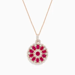BH Multi Ruby Royale 14K Rose Gold Ruby and Diamond Mandala Pendant | Necklaces & Pendants