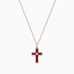 BH Multi Ruby Royale 14K Rose Gold Ruby and Diamond Cross Pendant | Necklaces & Pendants