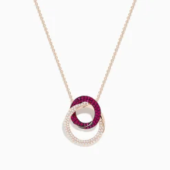 BH Multi Ruby Royale 14K Rose Gold Ruby and Diamond Intertwined Circles Pendant | Necklaces & Pendants